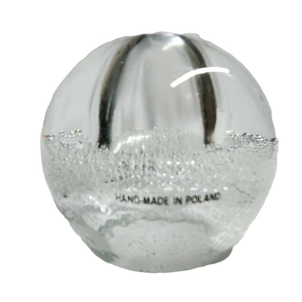 Art Glass Oil Lamp Paperweight Bud Vase Clear Round Bubble Handmade Poland